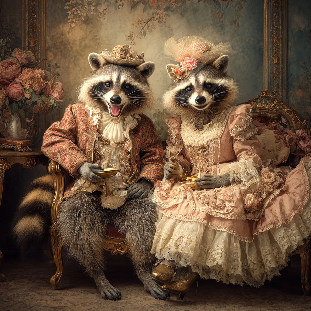 Rococo Raccoons  by @Danio