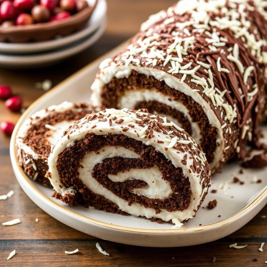 Decadent Chocolate Coconut Roulade for Holiday Tables