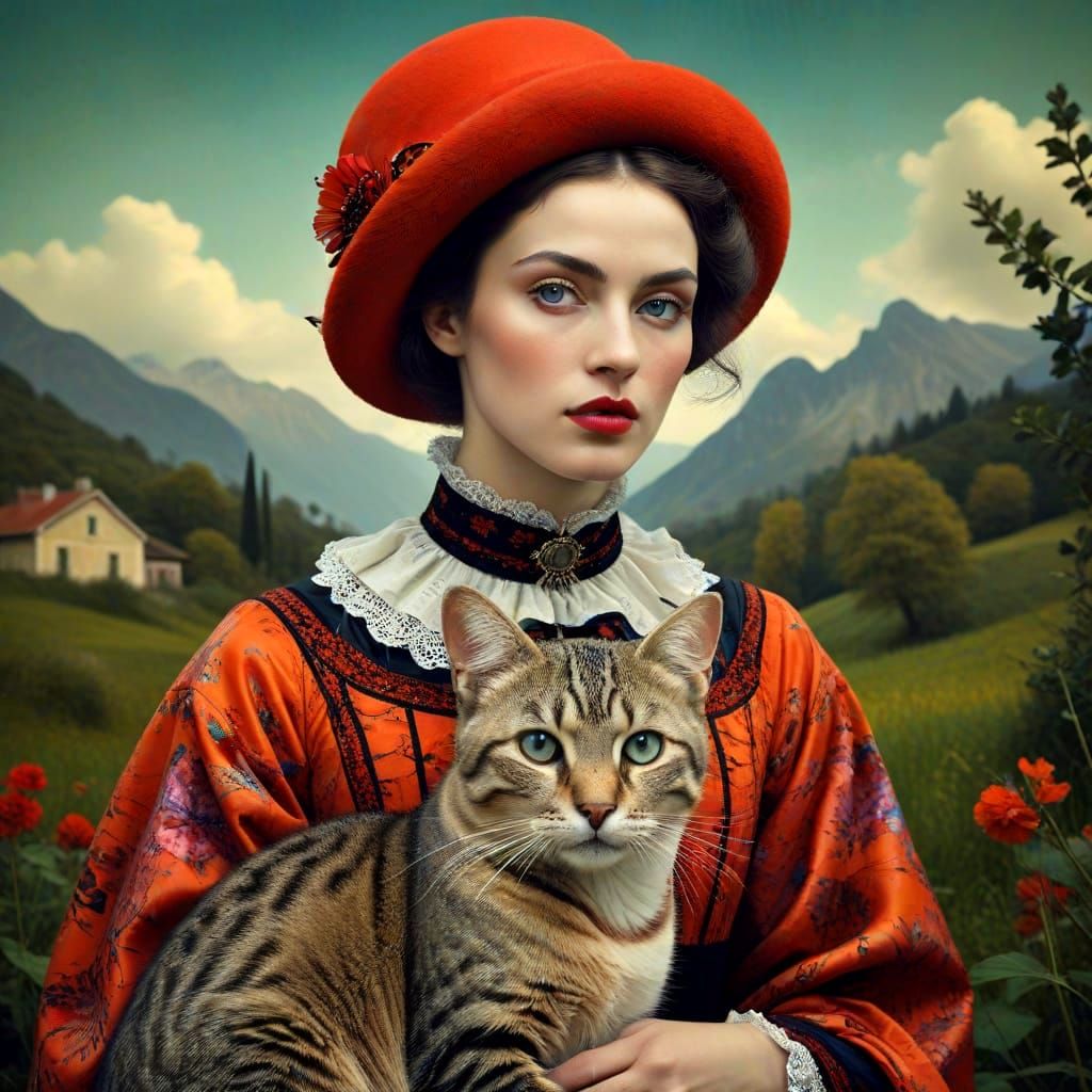 Surrealistic Lady in Exotic, Flamboyant Attire