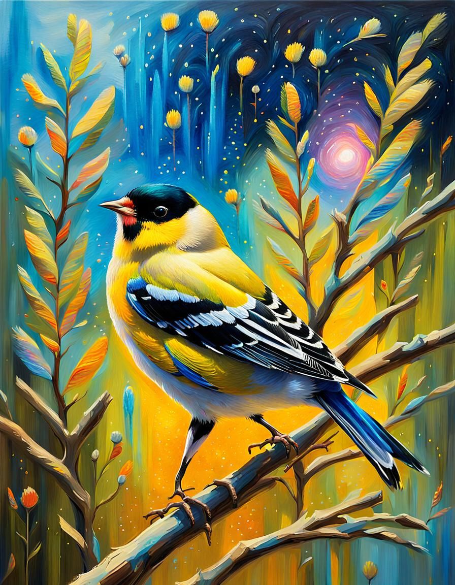 Golden Hand of Artistry Brings Vibrant Splendid Goldfinch to...