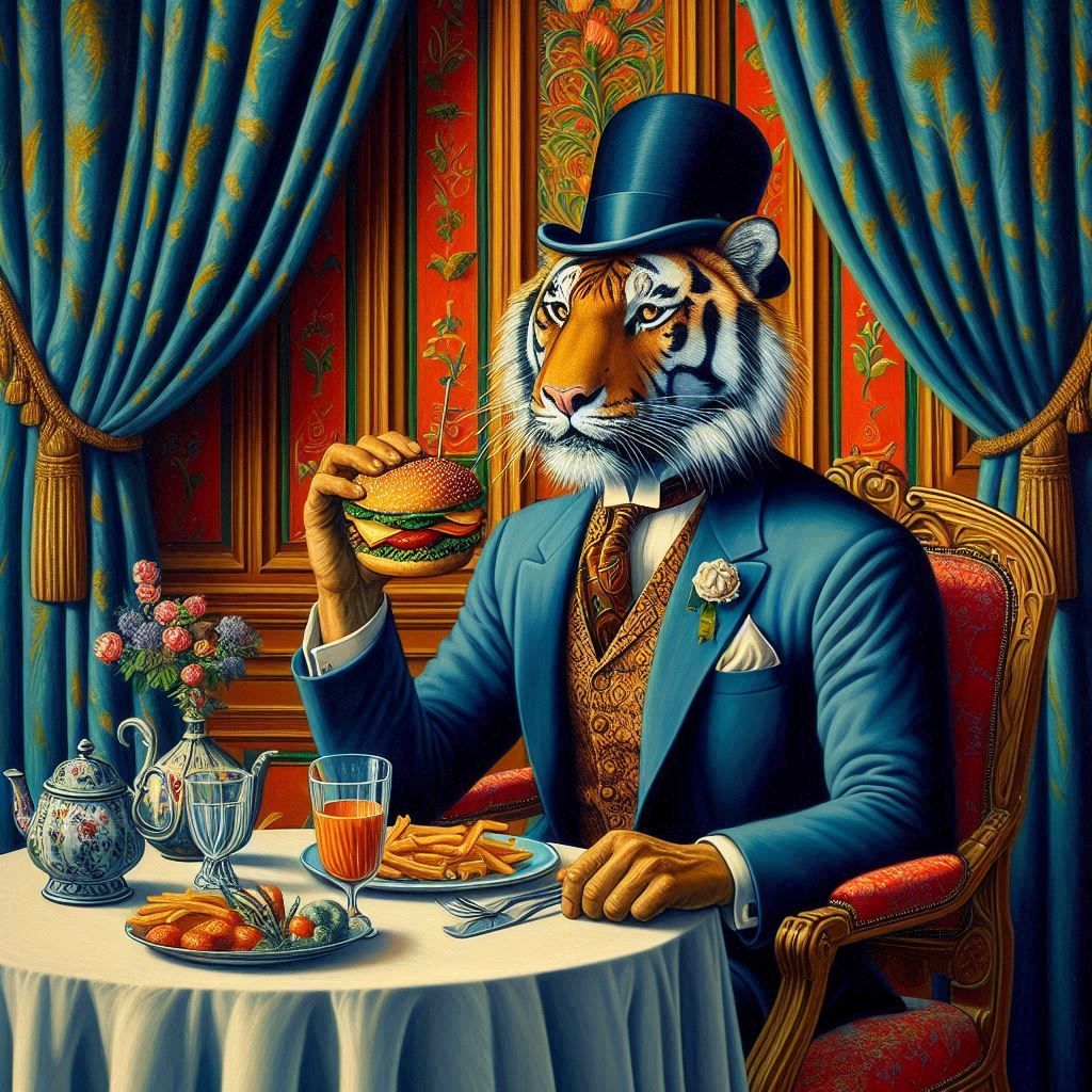 Tiger with veggie burger
