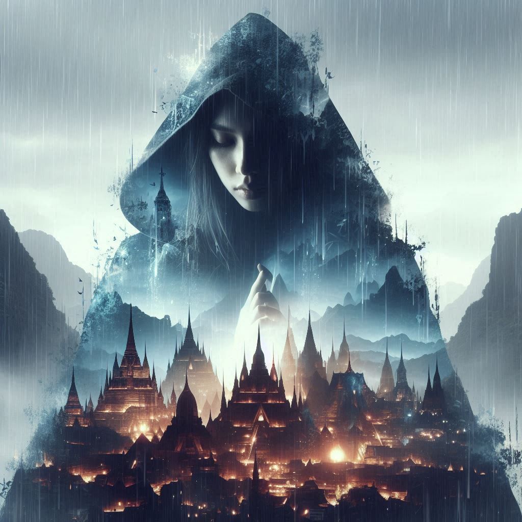 double exposure beautiful fantasy DALL-E 3 portrait landscap...