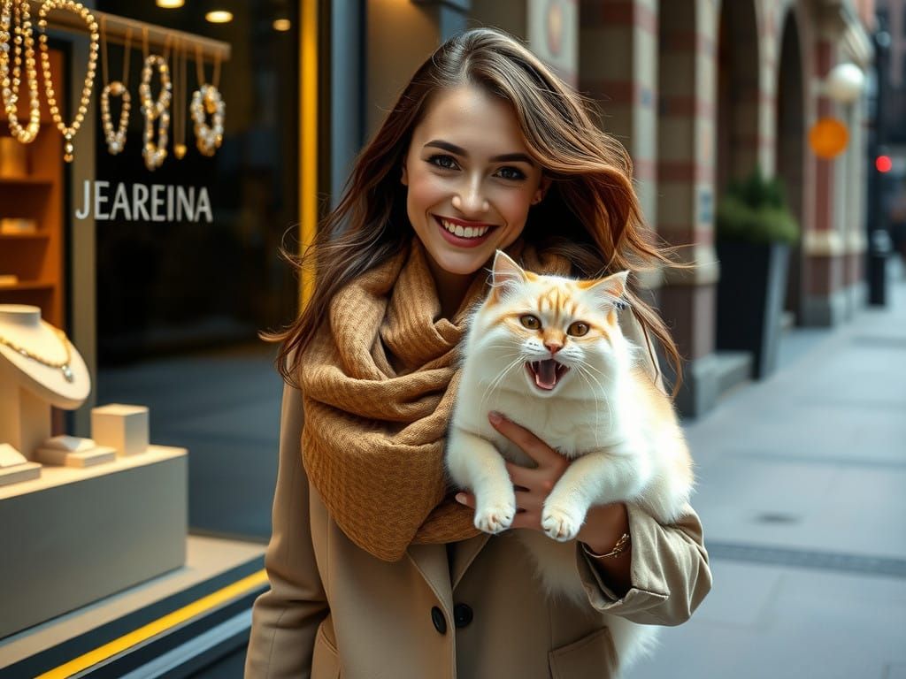 She doesn't part with her little furry friend v4