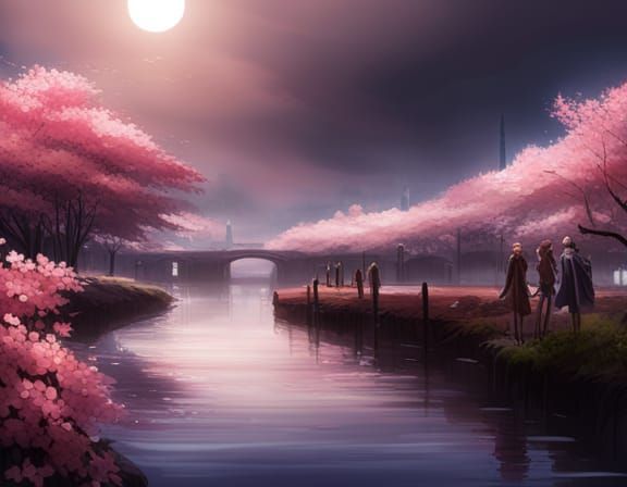 Cherry Blossom Park - AI Generated Artwork - NightCafe Creator