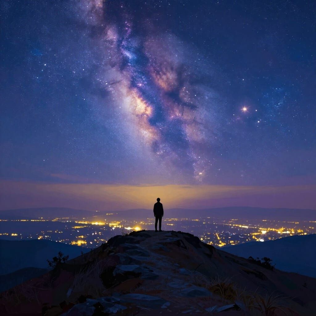 Serene Mountain Escape Under Starry Night Sky