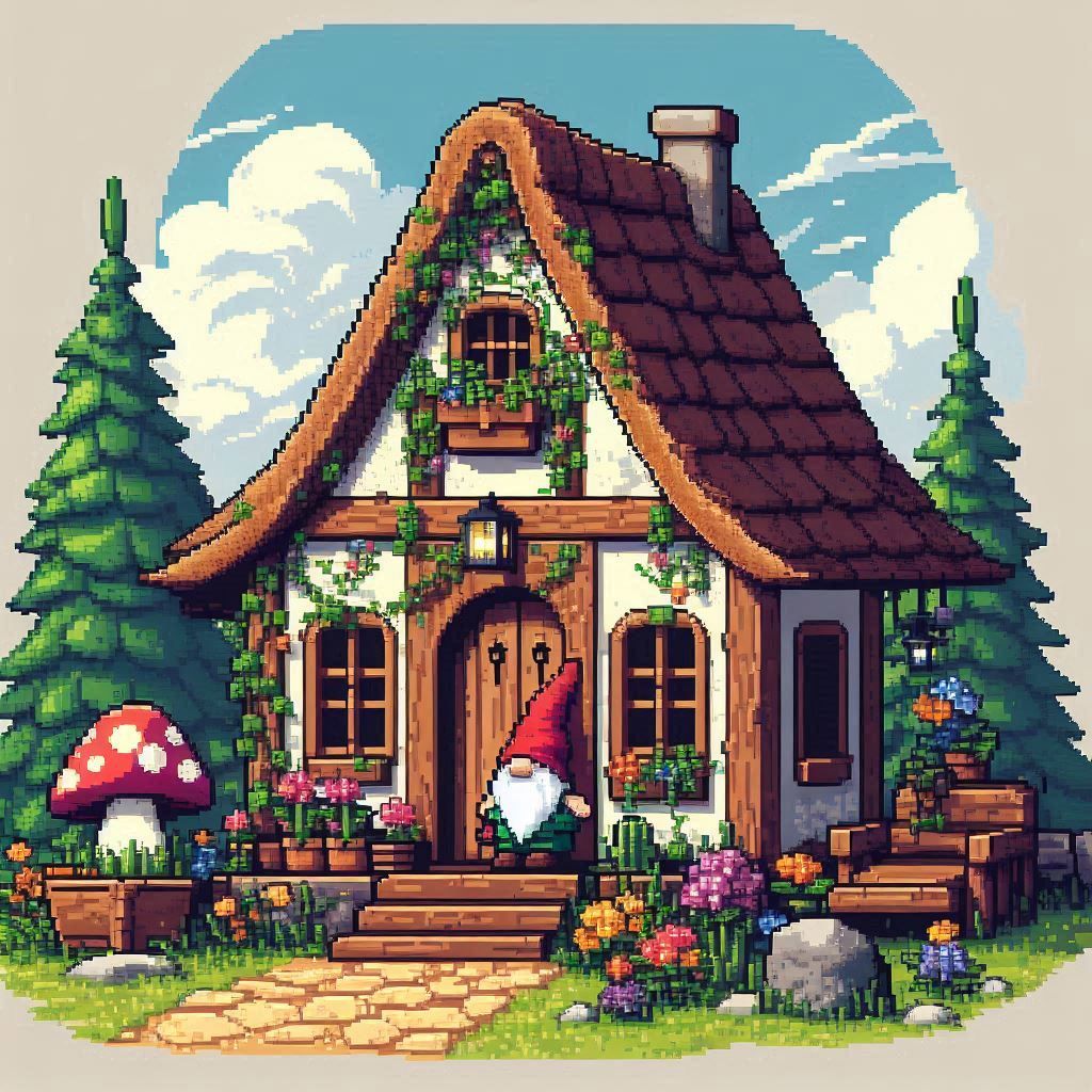 pixel art gnome house