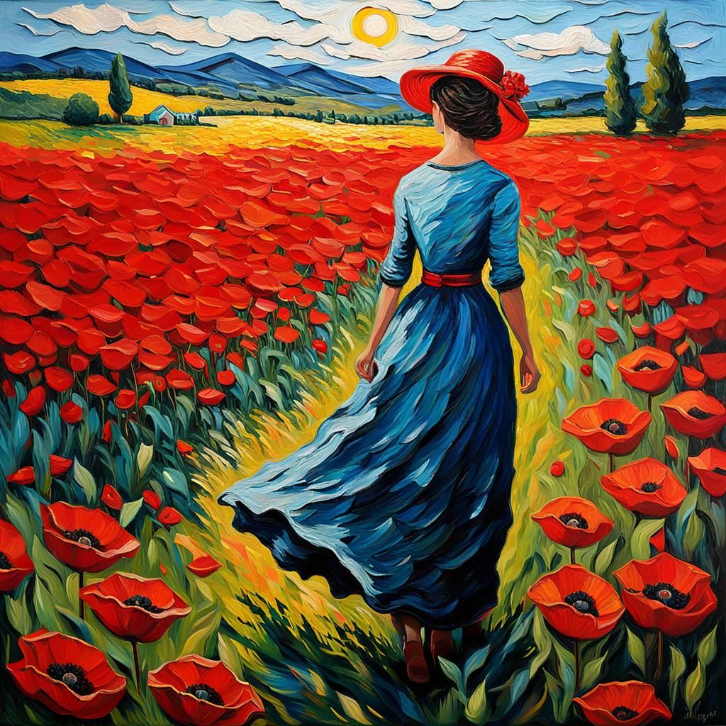 Field of red poppies   by @Morning Dawn