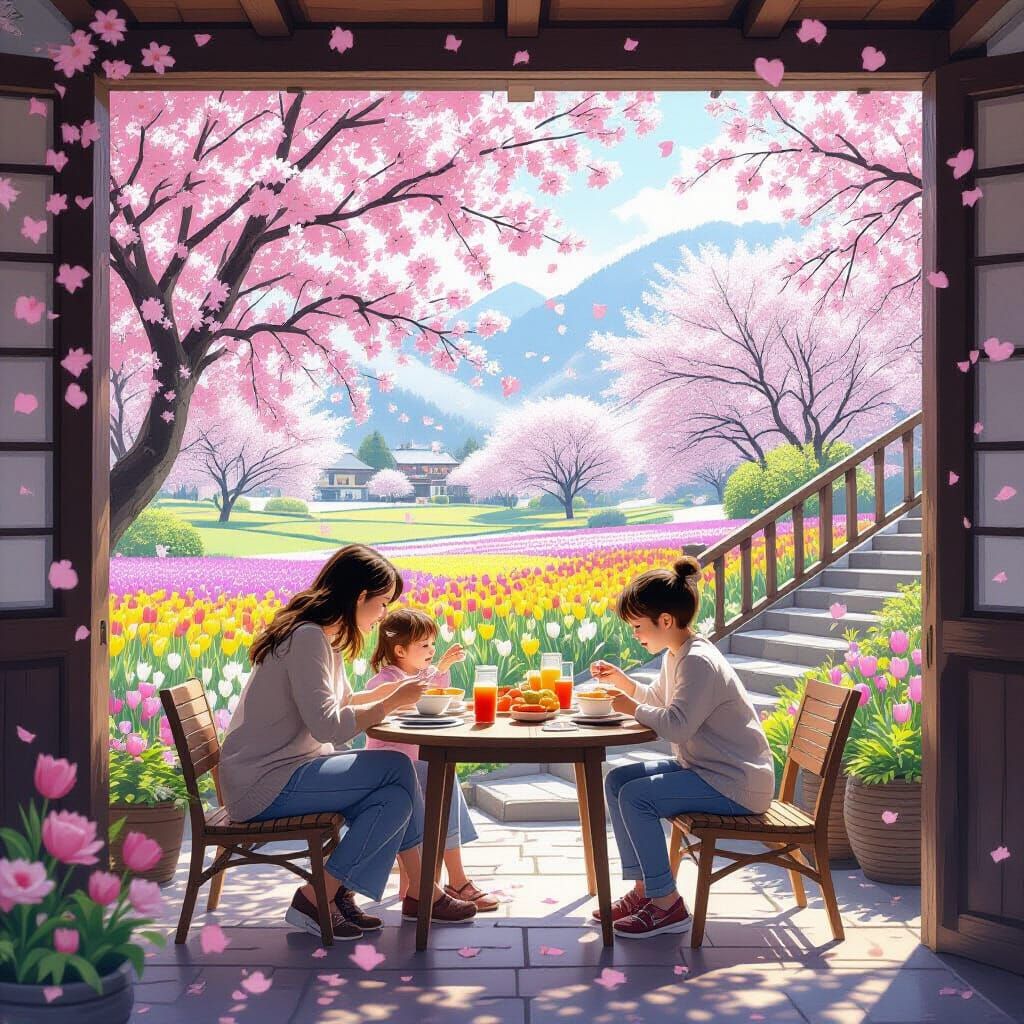 Parents and children spend quiet time cooking or eating together, the stairs lead past fields of cherry ...  by @Neighborly