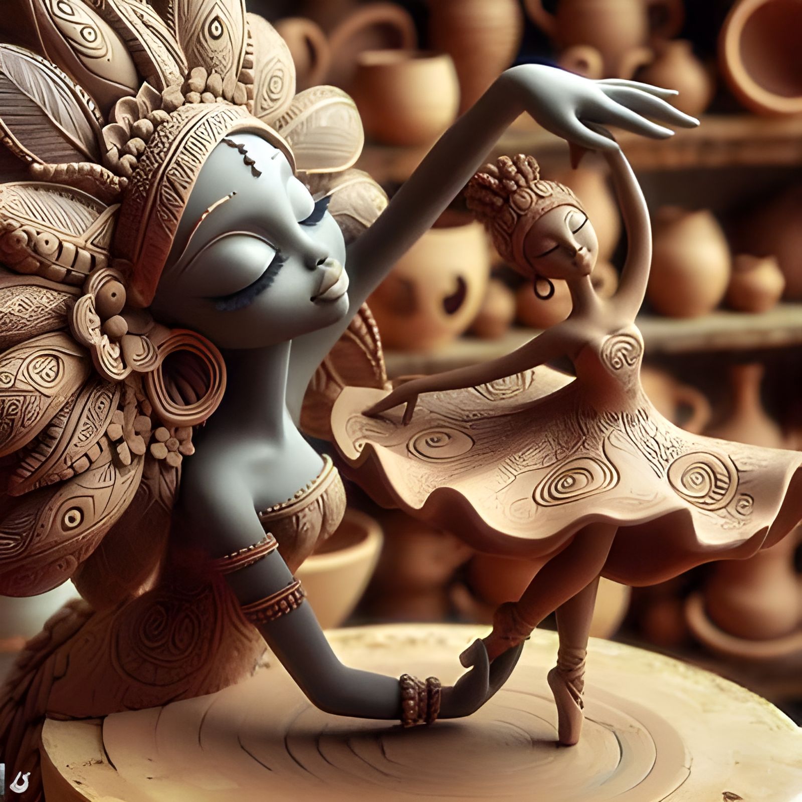 A Ballerina Sculpting A Ballerina Clay Pottery