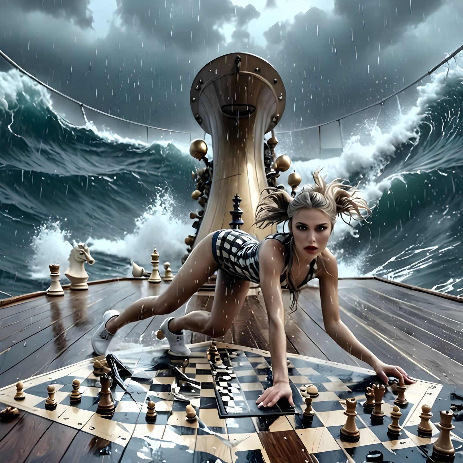 playing chess under the rain