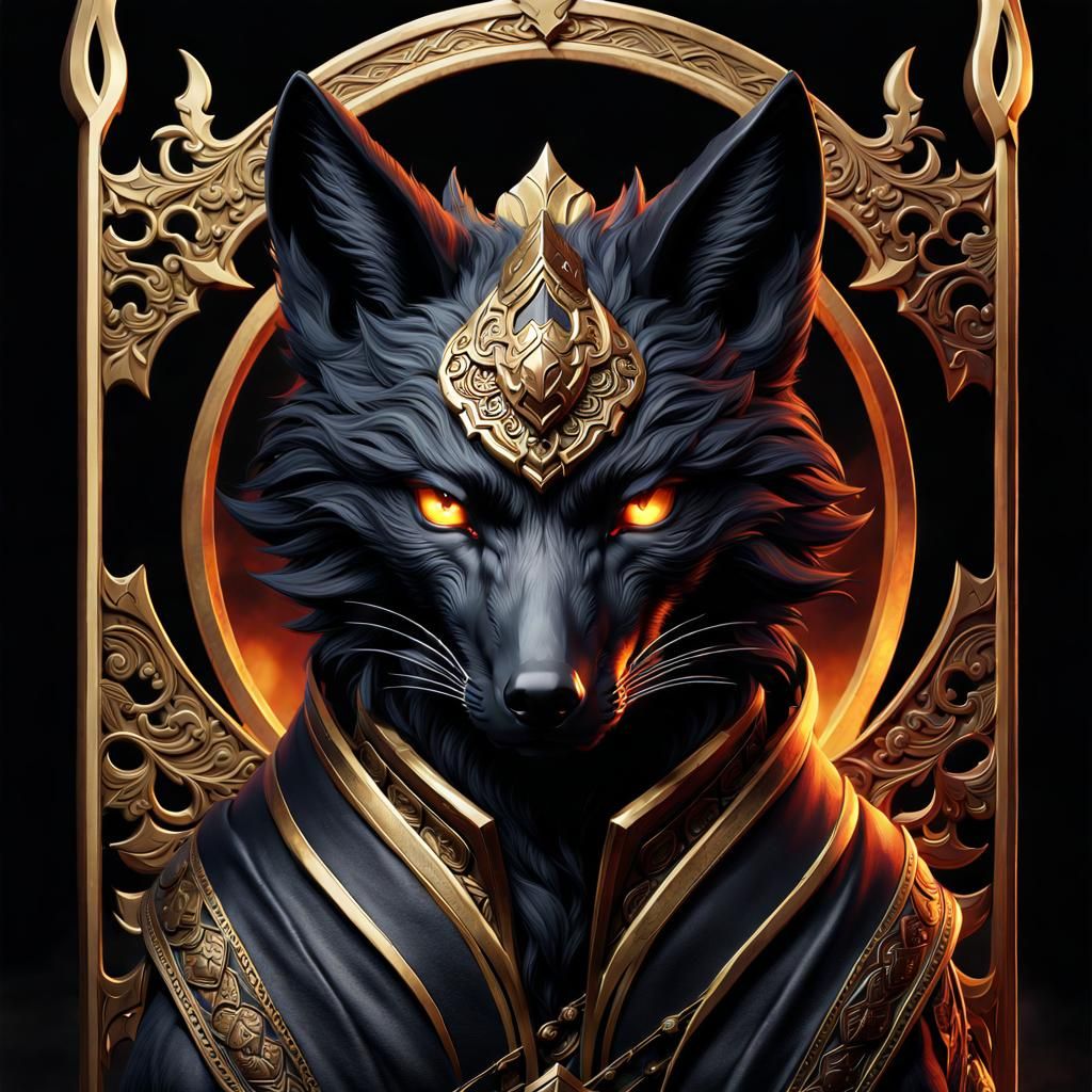 Nomad Black Kitsune Fantasy Concept Art
