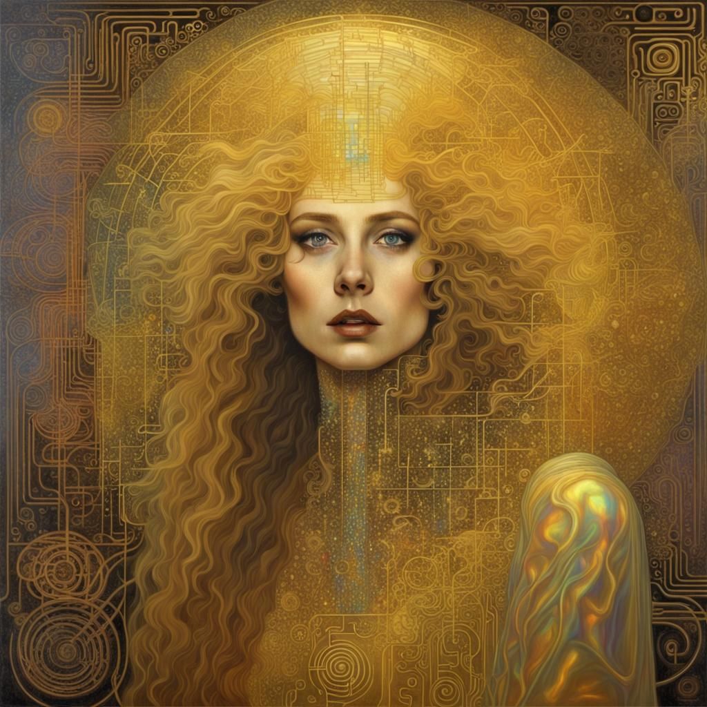 Cursed Cryptic Echoes golden Holographic Electroencephalogram  Emily Balivet Gustav Klimt  by @xtough 