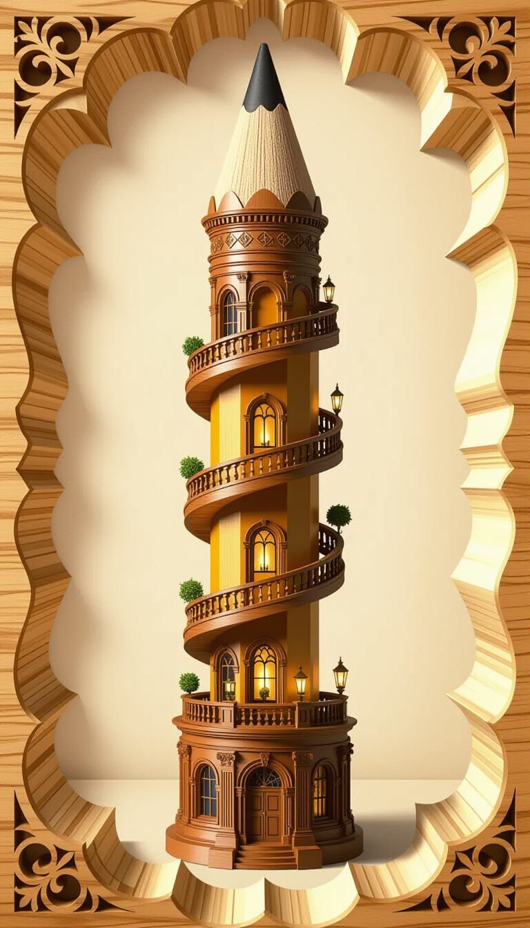 Pencil Transforming Into Tower  by @Jynx
