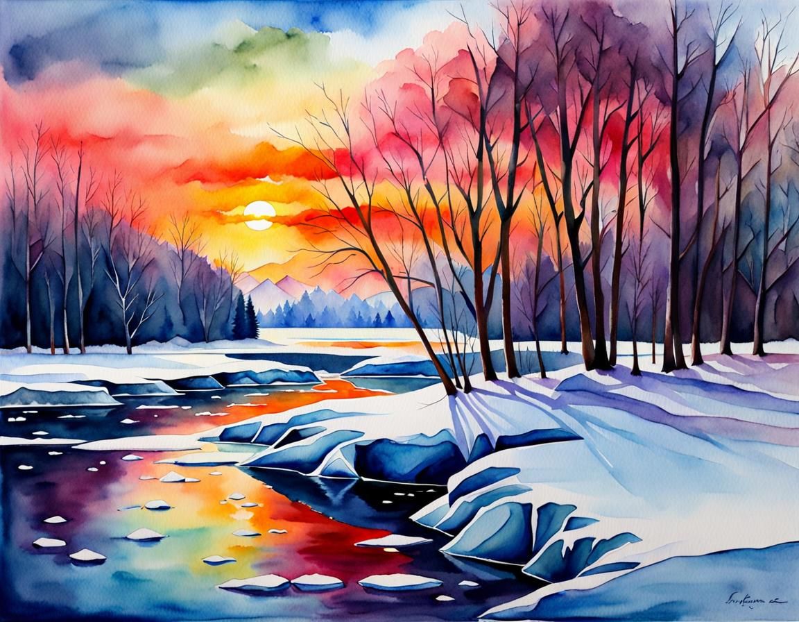Frozen Icy Lake W - AI Generated Artwork - NightCafe Creator
