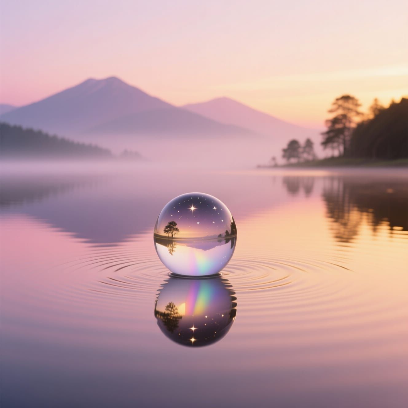 Serene sunset over calm water,