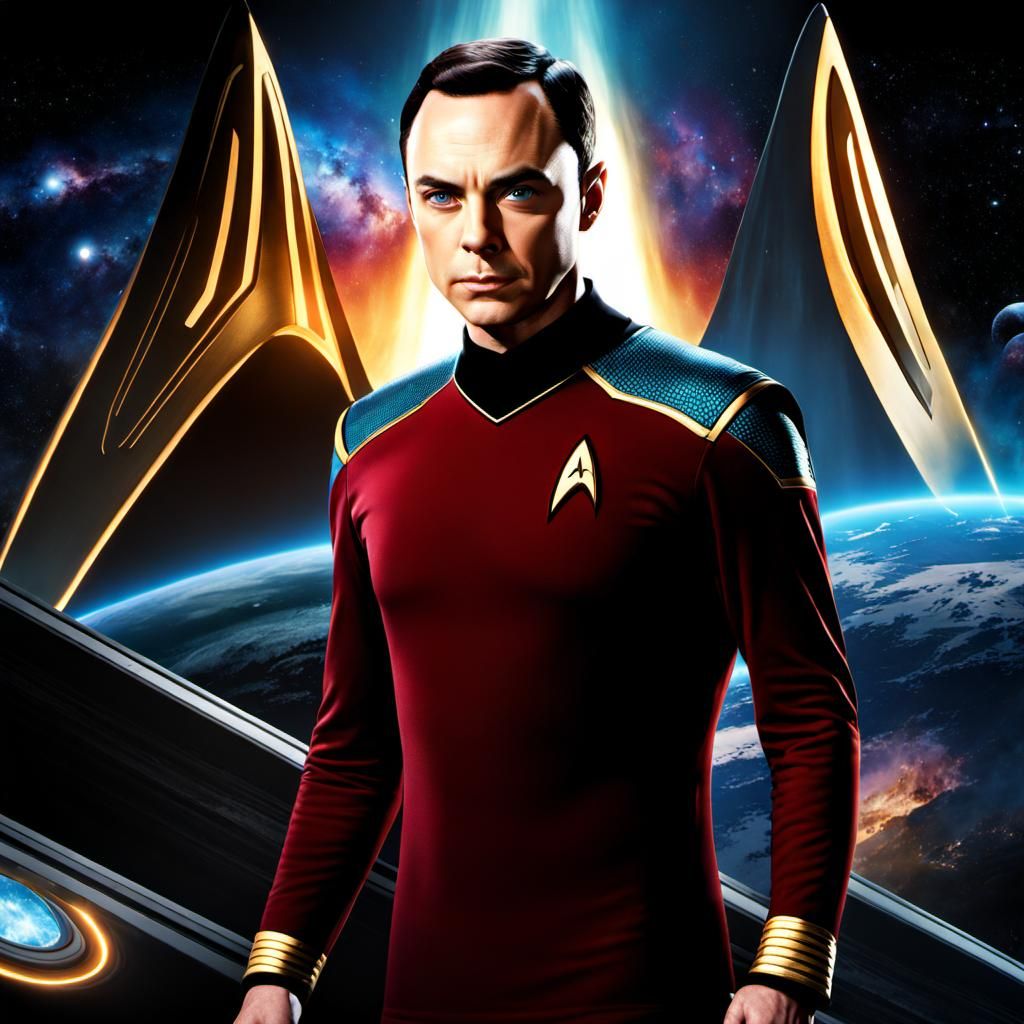 Sheldon Cooper from TV series, wearing Star Trek costume  by @Miracle deer