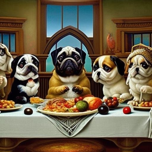 Last Supper  by @PugArtsy