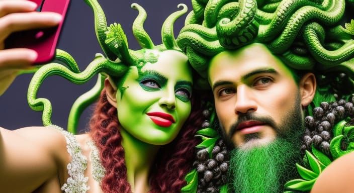 Medusa and the Green Man take a selfie 