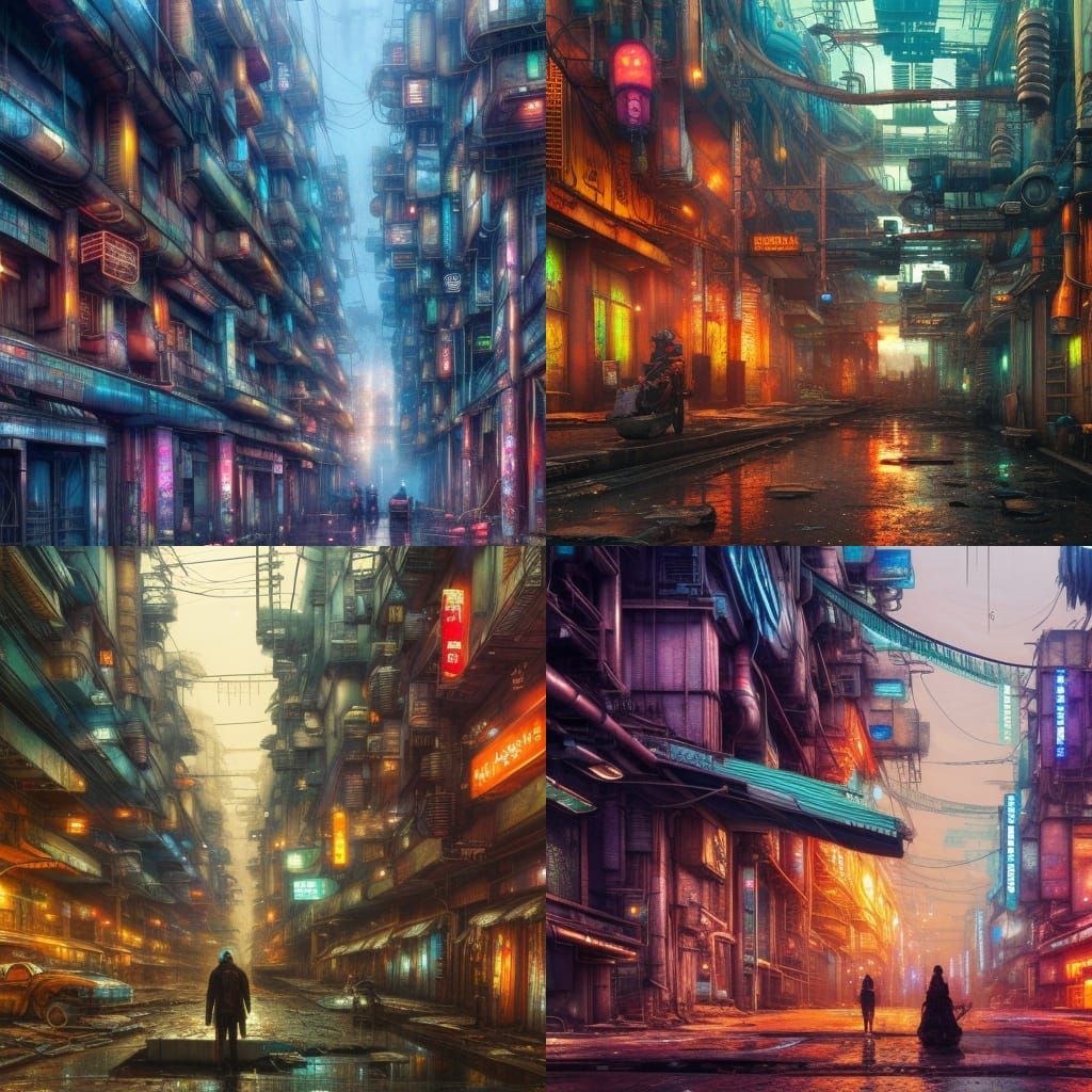 Dystopian Cyberpunk Slums - AI Generated Artwork - NightCafe Creator