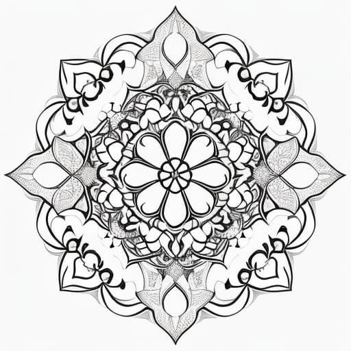Pretty black and white outline only mandala for colouring in printable