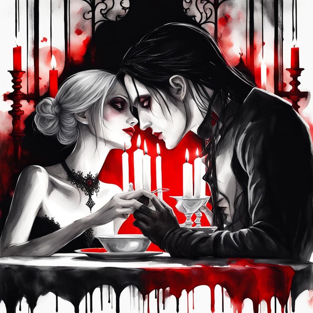 A gothic couple sharing a special moment