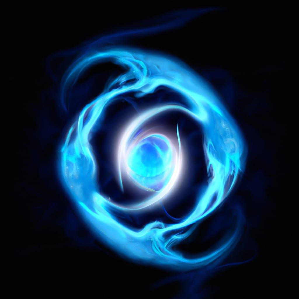 Blue flame burns brightly in dark passage