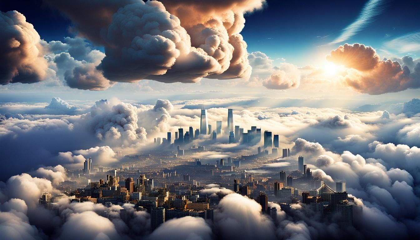 A city in the clouds 50,000 ft up in the sky...