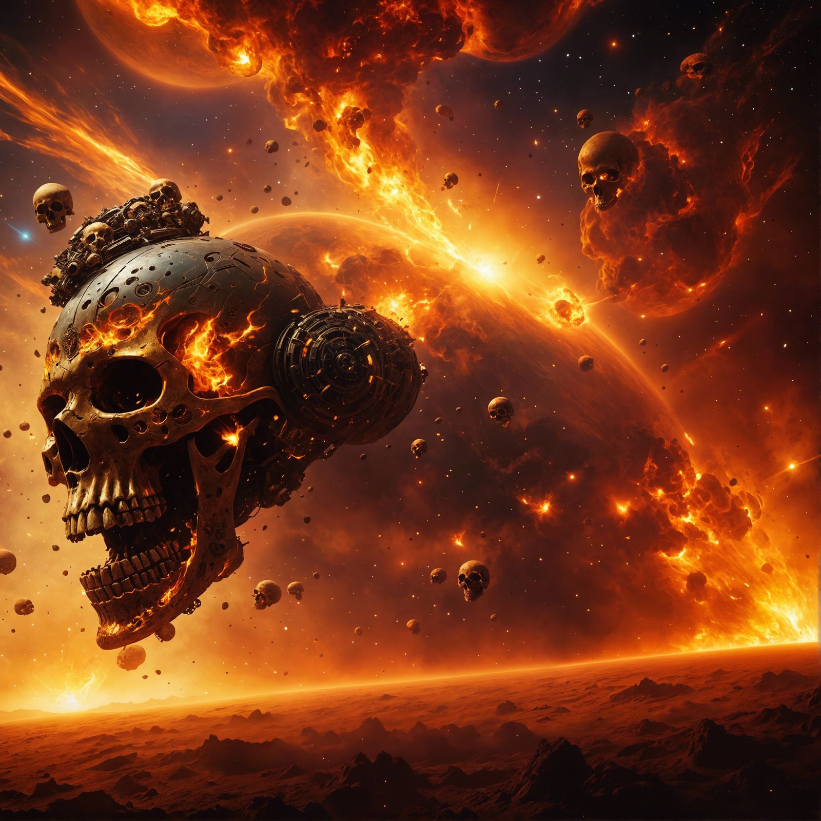 Fiery Skulls drifting thru space