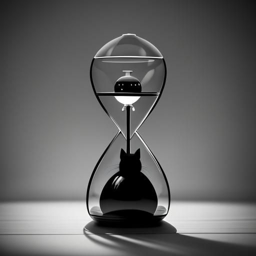 inside an hourglass,  a cat lived inside
blurry, low detail,...