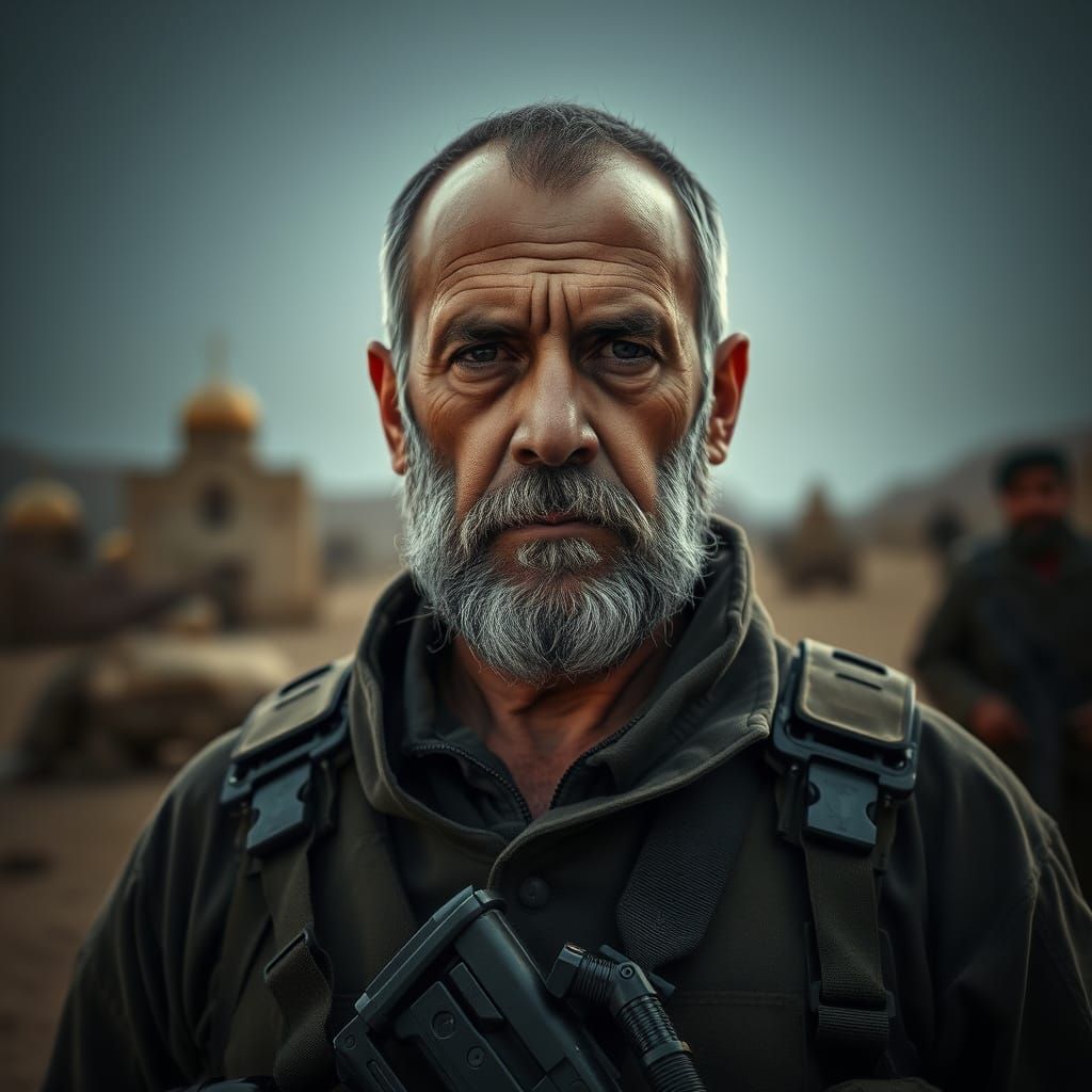 Stoic Soldier in Combat Gear, Cinematic Realism