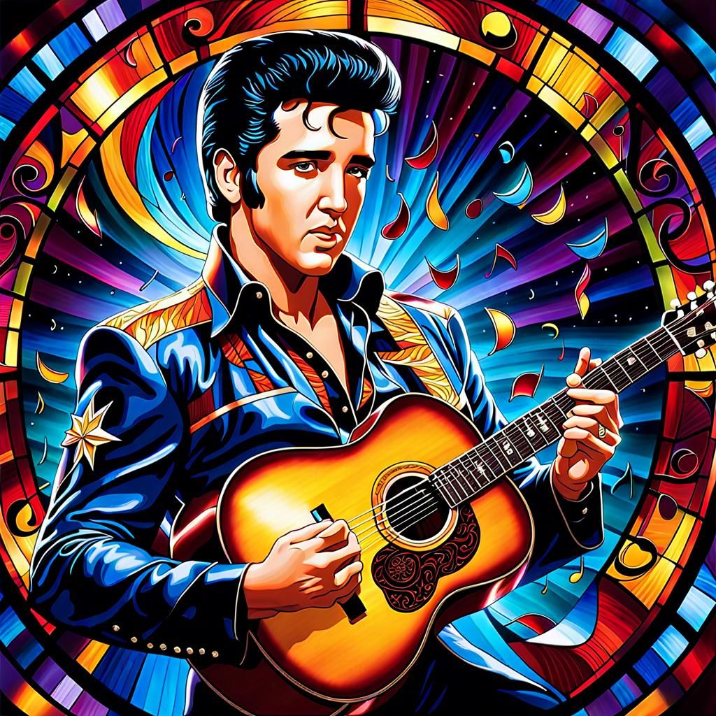 Iconic Elvis Presley Stained Glass Windows - AI Generated Artwork ...