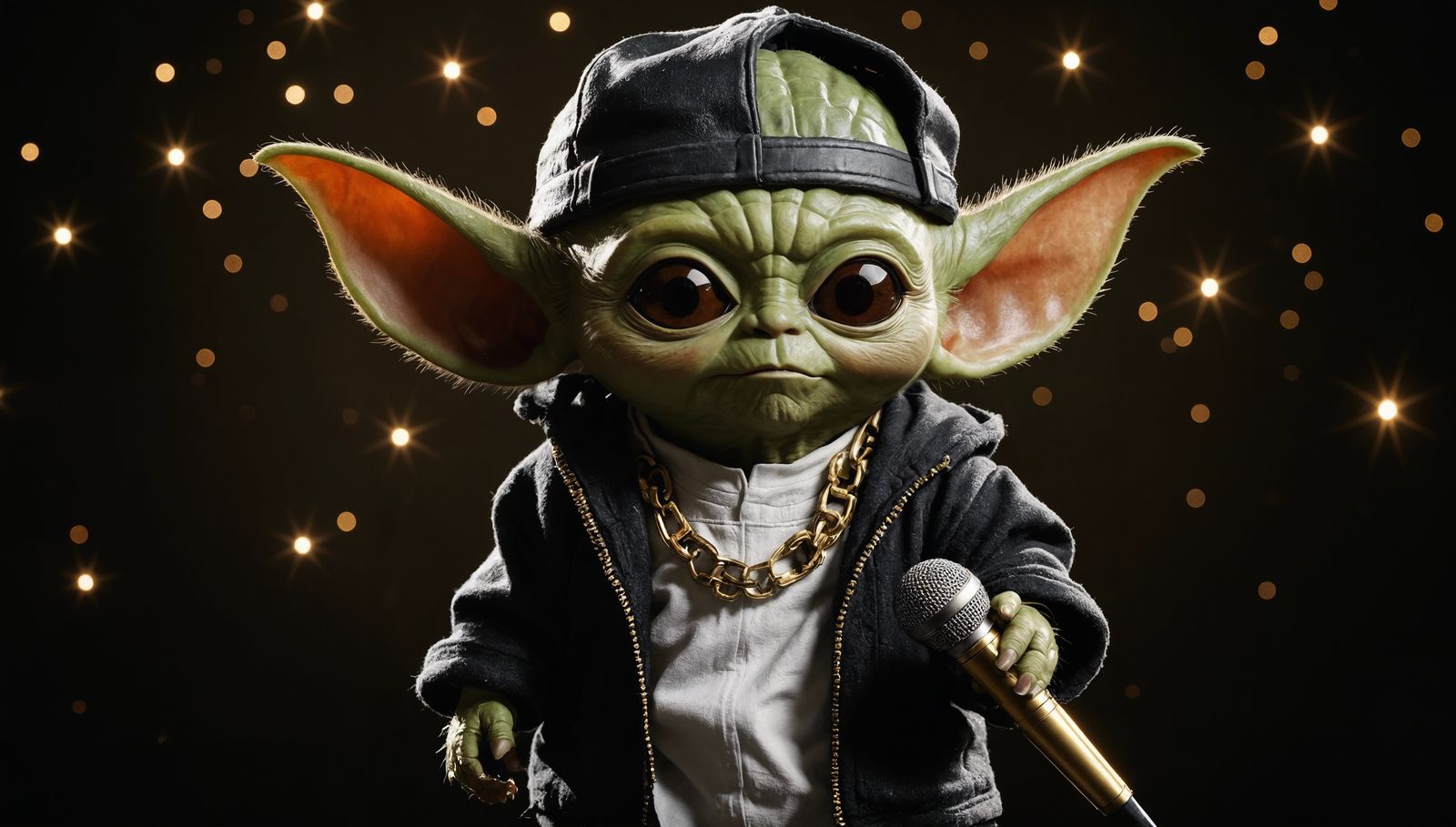 baby yoda from mandalorian as a rapper