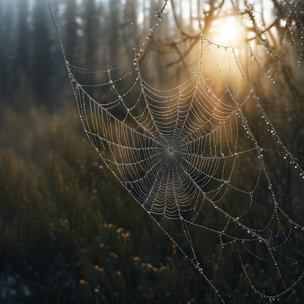 Spidersweb in the early morning  by @Hawk Games
