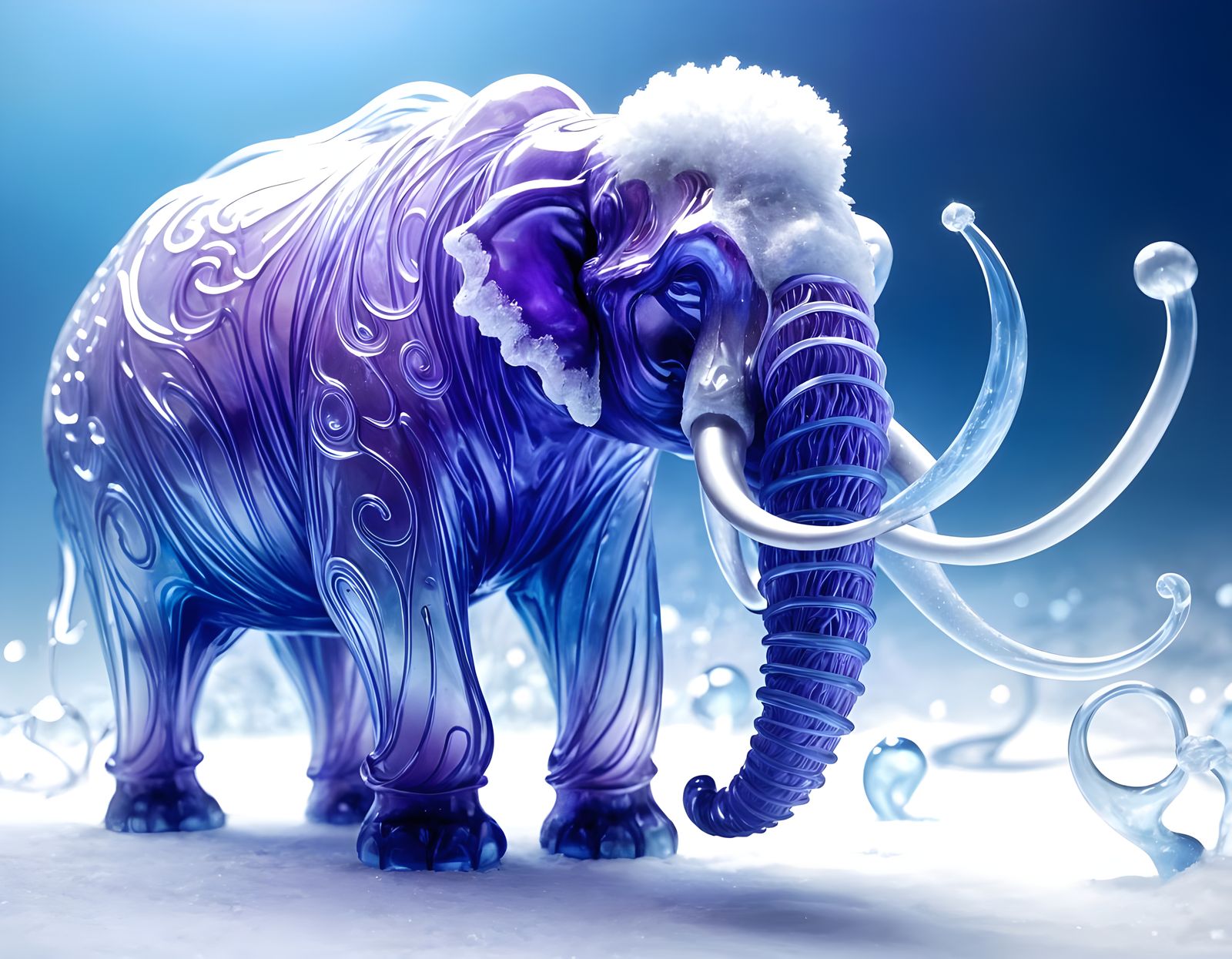 Wooly Mammoth Glass Abstract Sculpture  by @Rboblee