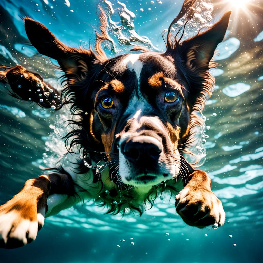 Dog Diving: Underwater Photography in Vibrant Colors
