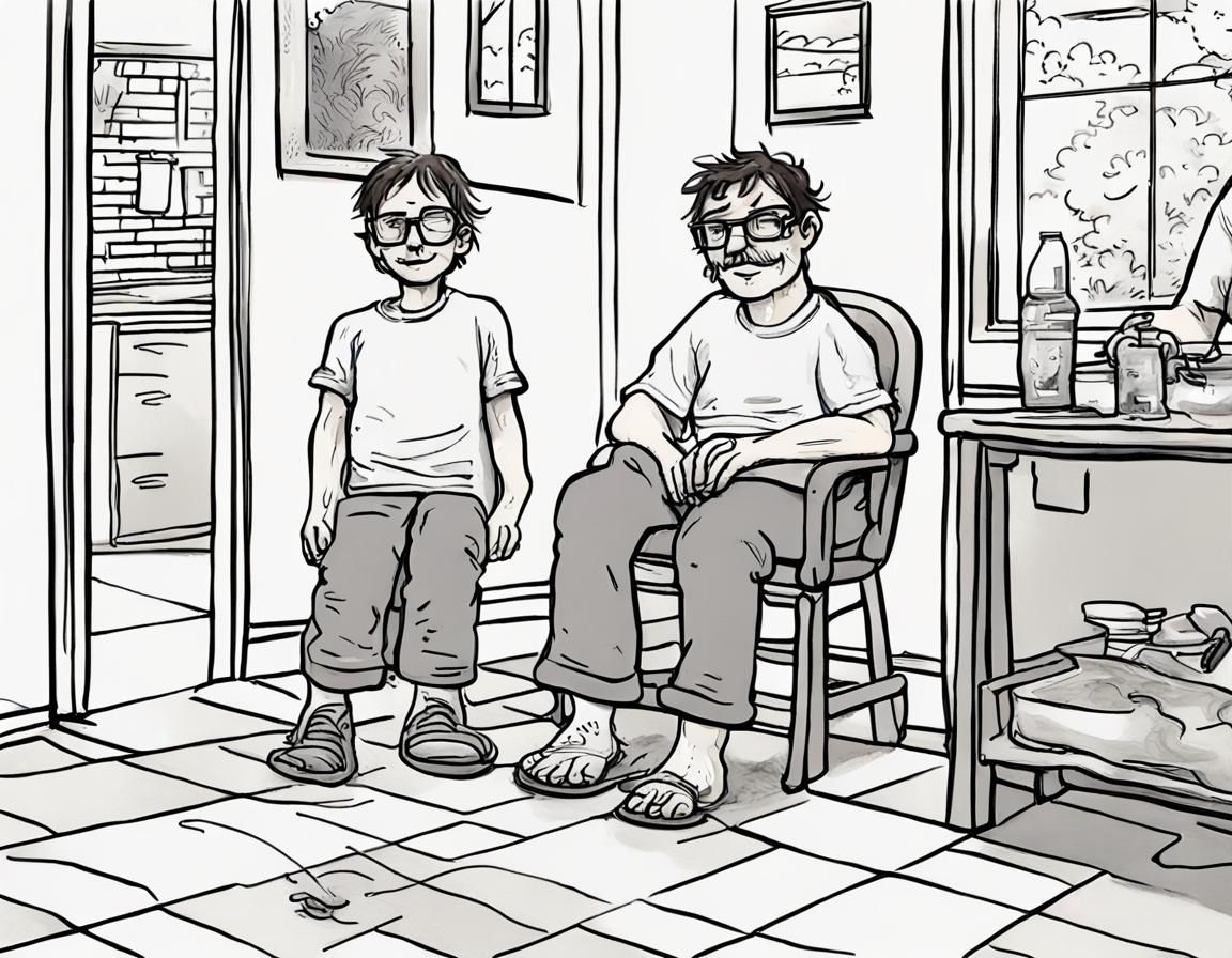 A boy with brown hair is sitting on the back porch swing tal...