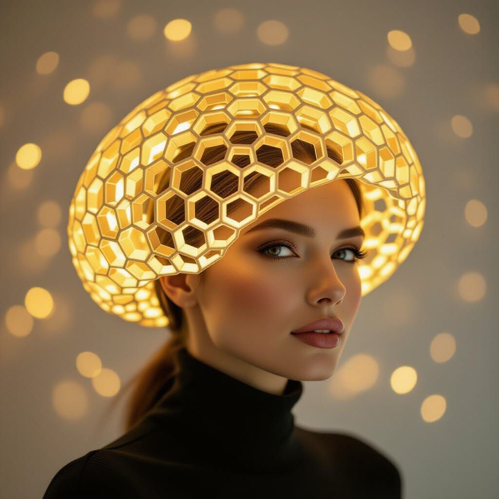 Elegant Honeycomb Halo Hat Radiating Golden Light  by @Lady on Fire