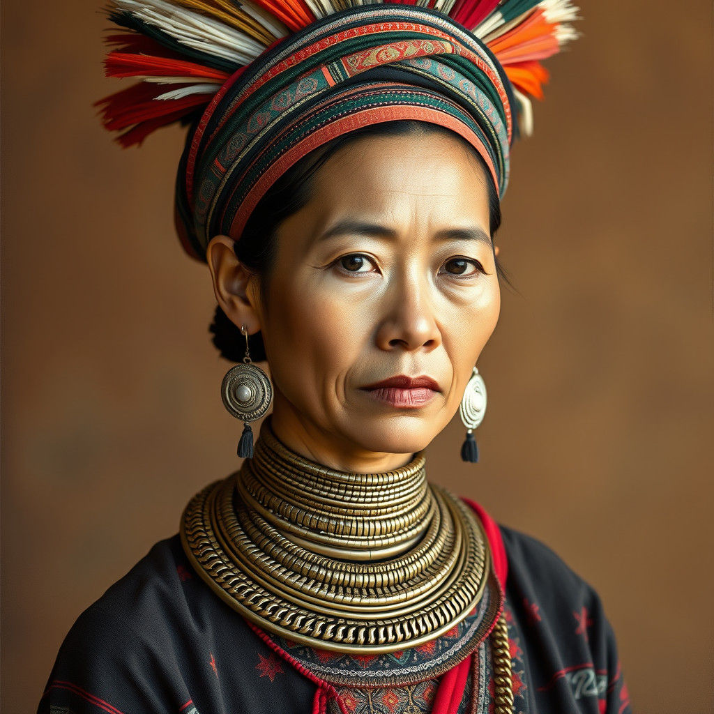 Kayan Woman Portrait in Traditional Attire
