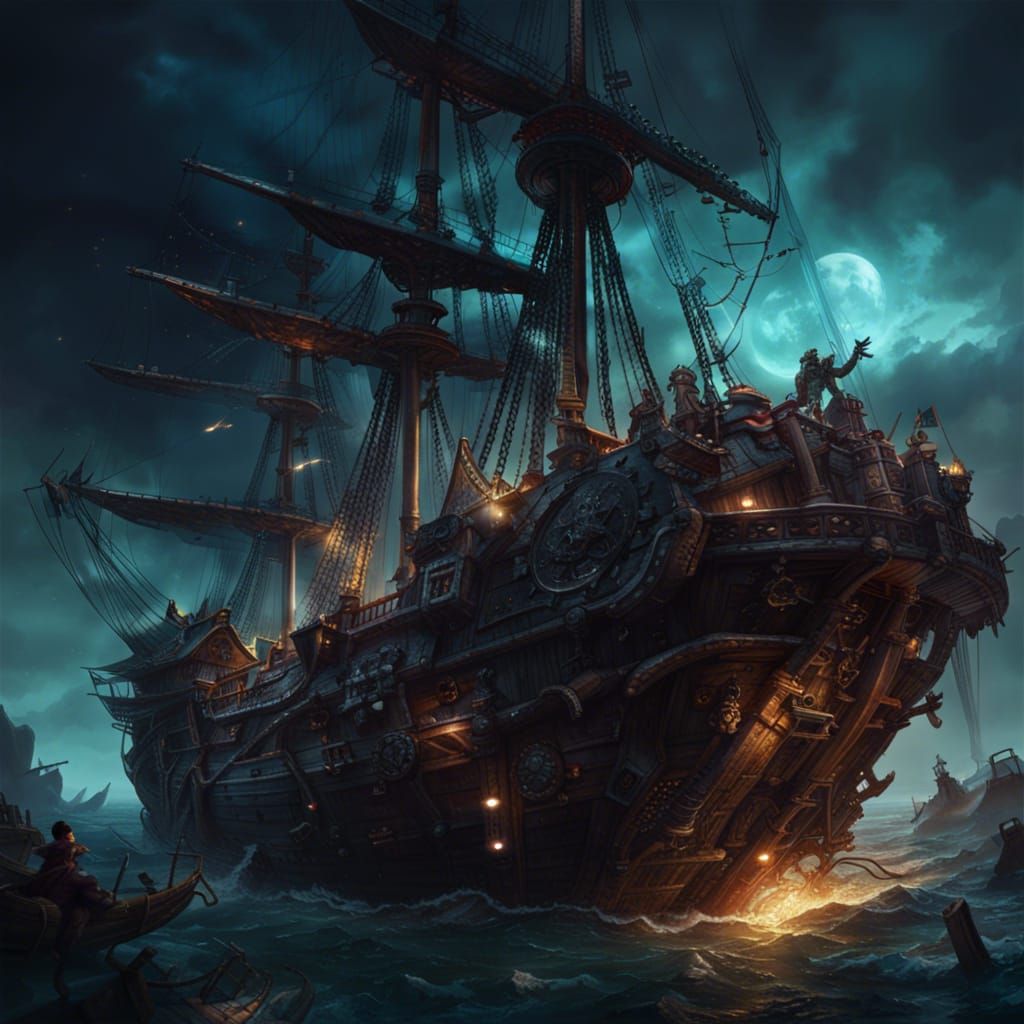 warlike space pirates plundering, pillaging, pirate ship a masterpiece ...