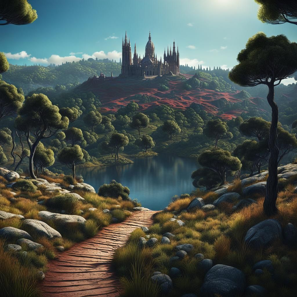 Lake View on Mt. Tibidabo: Fantasy Matte Painting
