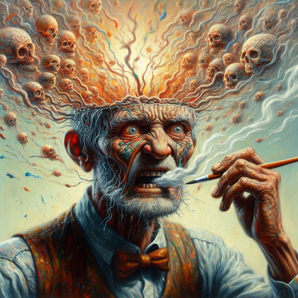 Male AI artist thinking really hard about a prompt!