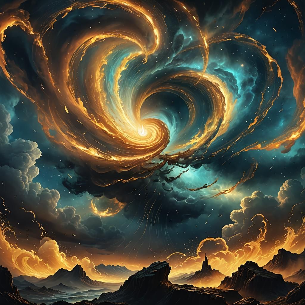 Celestial Music Note in Stormy Vortex