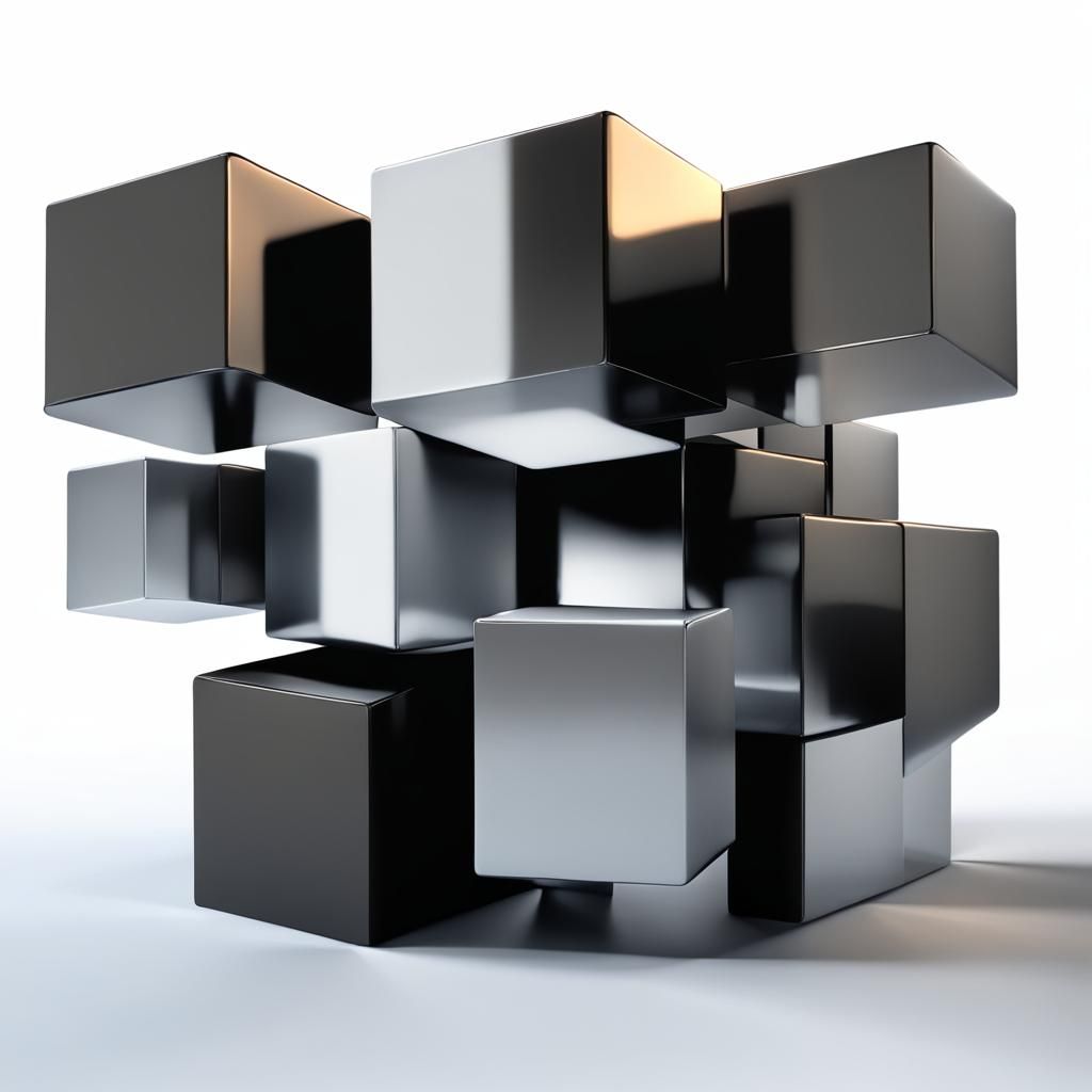 realistic render, cubes and pixels with shade and shadow