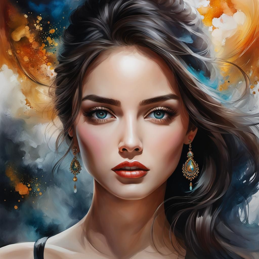 Beautiful Woman in WLOP Style on Canvas