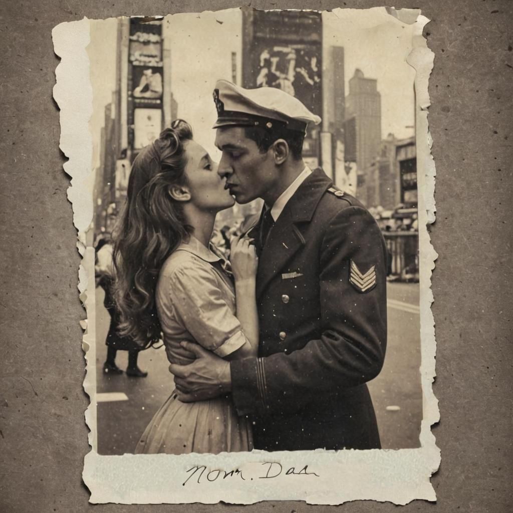 mom and dad, 1945 in times square kiss  by @Zoey