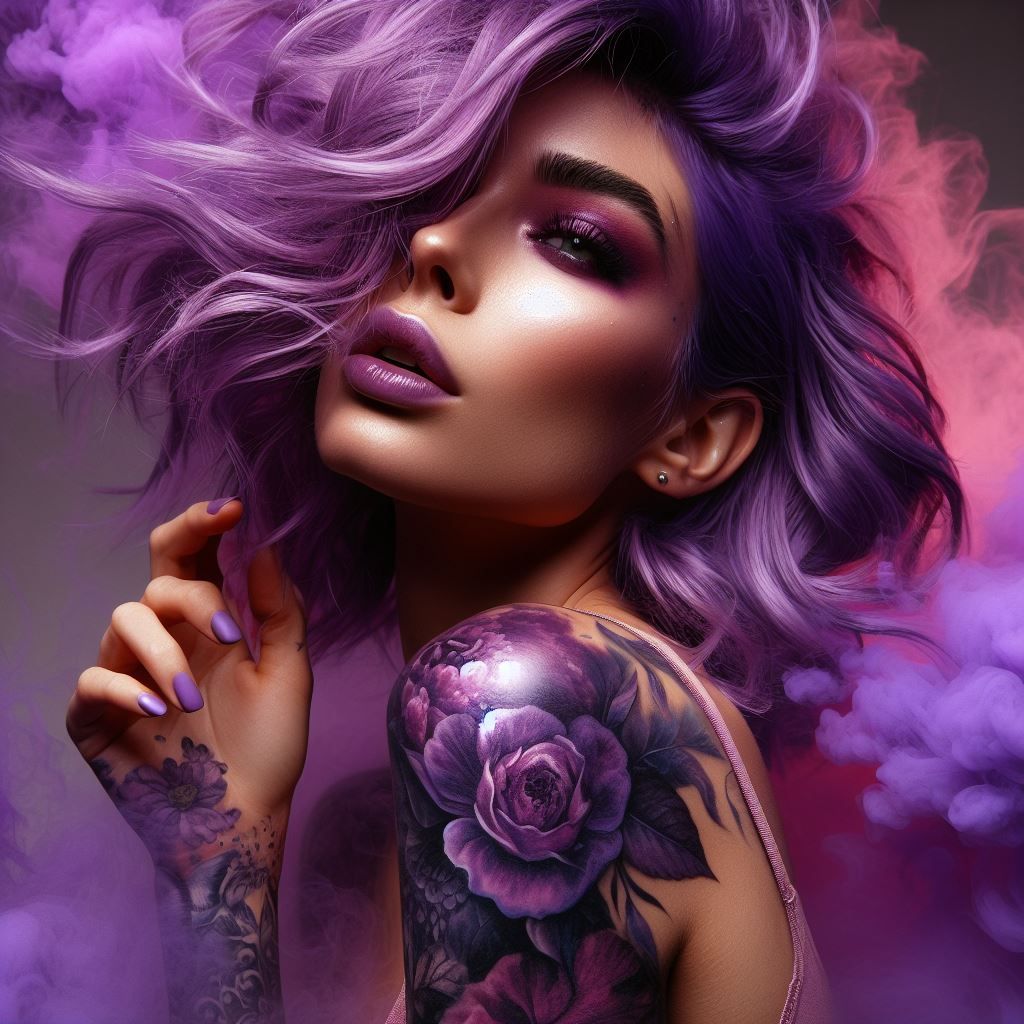 Professional photography of a purple haired woman