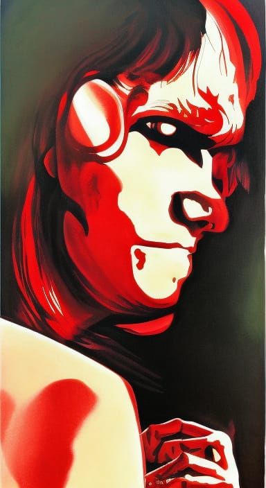 The red death, 2/3 profile, 1970’s poster art, black light p...