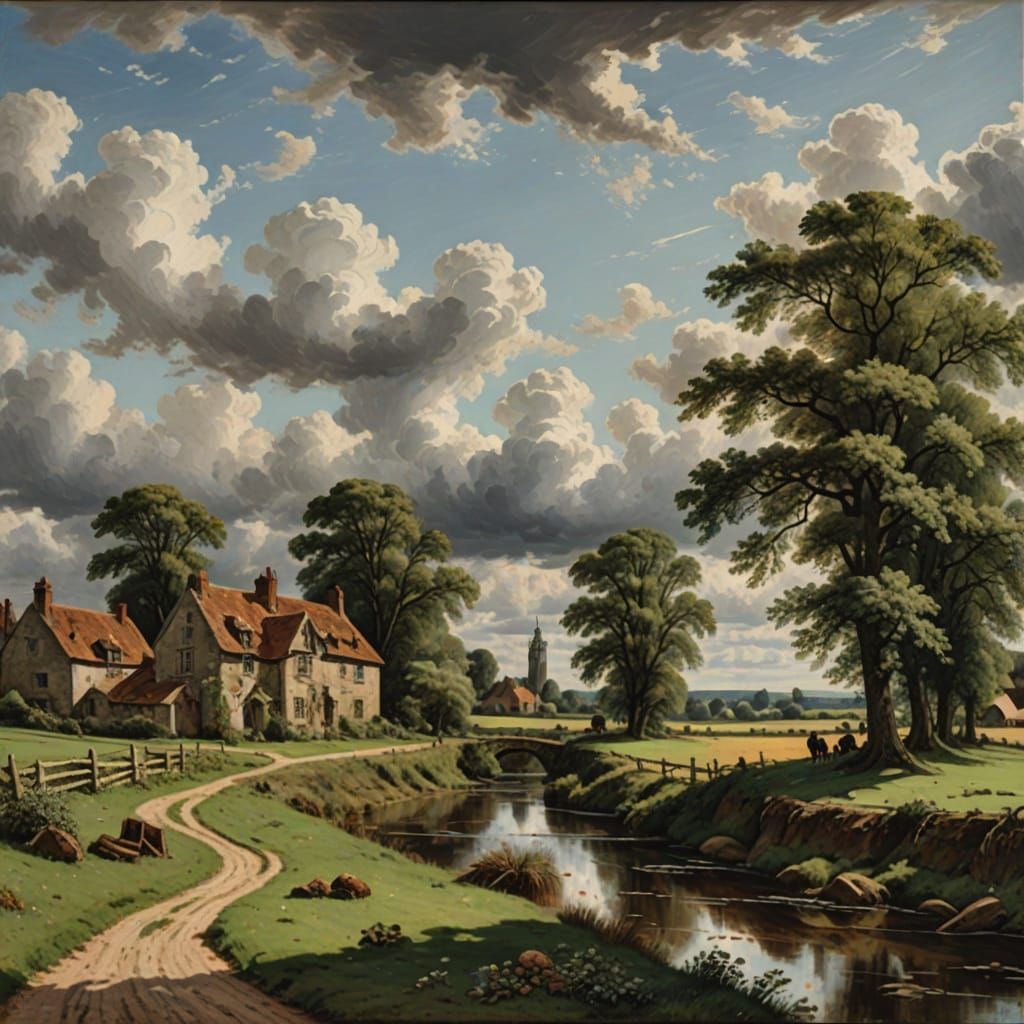 A countryside scene in the style of John Constable  by @Ravenscar