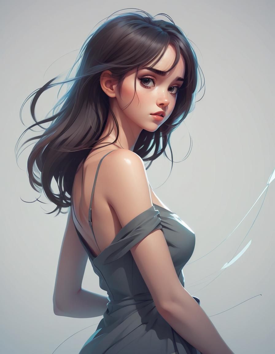 Minimalist Vector Art of a Girl in Cel-Shading