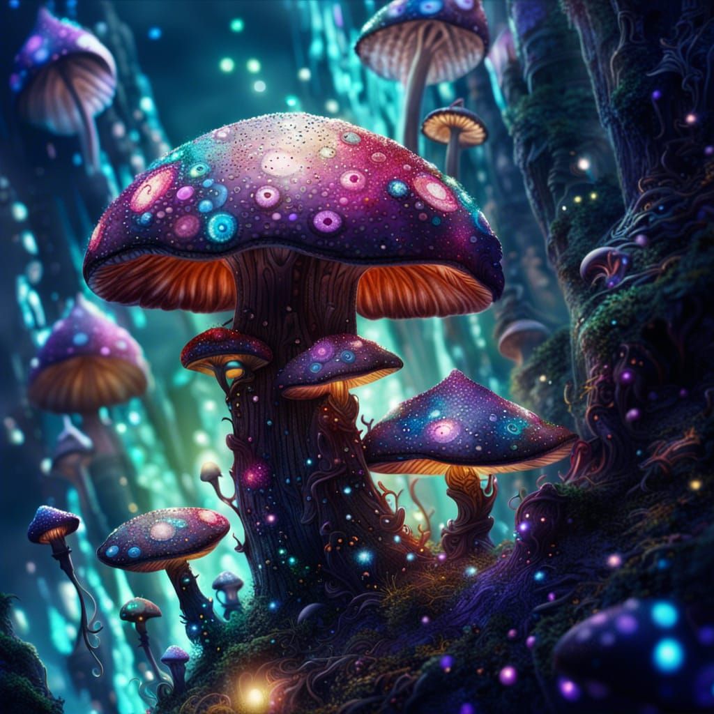 Glittering Bioluminescent Mushroom - AI Generated Artwork - NightCafe ...